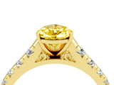 Yellow gold Pear Cut Yellow Sapphire Solitaire Ring with Cathedral Setting and Pavé Band_28