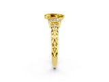 Yellow gold Pear Cut Yellow Sapphire Solitaire Ring with Filigree Band and Four-Prong Setting_50