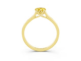 Yellow gold Pear Cut Yellow Sapphire Solitaire Ring with Flower Prong Setting and Classic Band_15