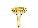 Yellow gold Pear Cut Yellow Sapphire Solitaire Ring with Flower Prong Setting and Classic Band_17