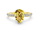 Yellow gold Pear Cut Yellow Sapphire Solitaire Ring with Pavé Accents and Four-Prong Setting_24