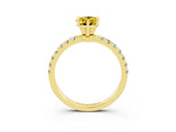 Yellow gold Pear Cut Yellow Sapphire Solitaire Ring with Pavé Accents and Four-Prong Setting_27
