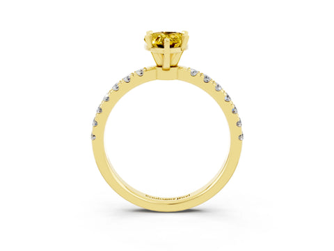 Yellow gold Pear Cut Yellow Sapphire Solitaire Ring with Pavé Accents and Four-Prong Setting_27
