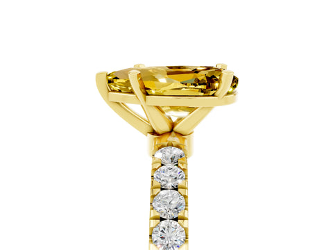 Yellow gold Pear Cut Yellow Sapphire Solitaire Ring with Pavé Accents and Four-Prong Setting_29