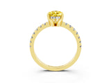 Yellow gold Pear Cut Yellow Sapphire Solitaire Ring with Pavé Band and Four-Prong Setting_15