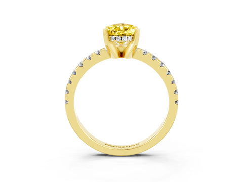 Yellow gold Pear Cut Yellow Sapphire Solitaire Ring with Pavé Band and Four-Prong Setting_15