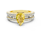 Yellow gold Pear Cut Yellow Sapphire Solitaire Ring with Pavé and Channel Set Band_24