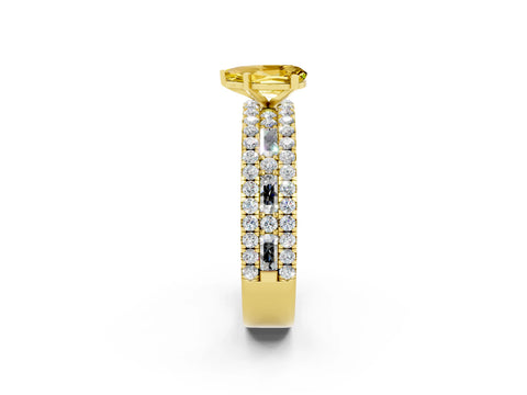 Yellow gold Pear Cut Yellow Sapphire Solitaire Ring with Pavé and Channel Set Band_26
