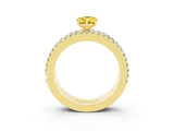 Yellow gold Pear Cut Yellow Sapphire Solitaire Ring with Pavé and Channel Set Band_27