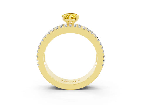 Yellow gold Pear Cut Yellow Sapphire Solitaire Ring with Pavé and Channel Set Band_27