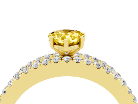 Yellow gold Pear Cut Yellow Sapphire Solitaire Ring with Pavé and Channel Set Band_28