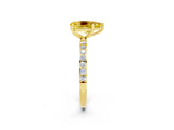 Yellow gold Pear Cut Yellow Sapphire Solitaire Ring with Pave Band and Four Prong Setting_50