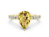 Yellow gold Pear Cut Yellow Sapphire Solitaire Ring with Round  Pavé Band and Four-Prong Setting_36