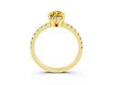 Yellow gold Pear Cut Yellow Sapphire Solitaire Ring with Round  Pavé Band and Four-Prong Setting_39