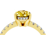 Yellow gold Pear Cut Yellow Sapphire Solitaire Ring with Round  Pavé Band and Four-Prong Setting_40