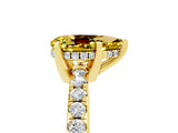 Yellow gold Pear Cut Yellow Sapphire Solitaire Ring with Round  Pavé Band and Four-Prong Setting_41