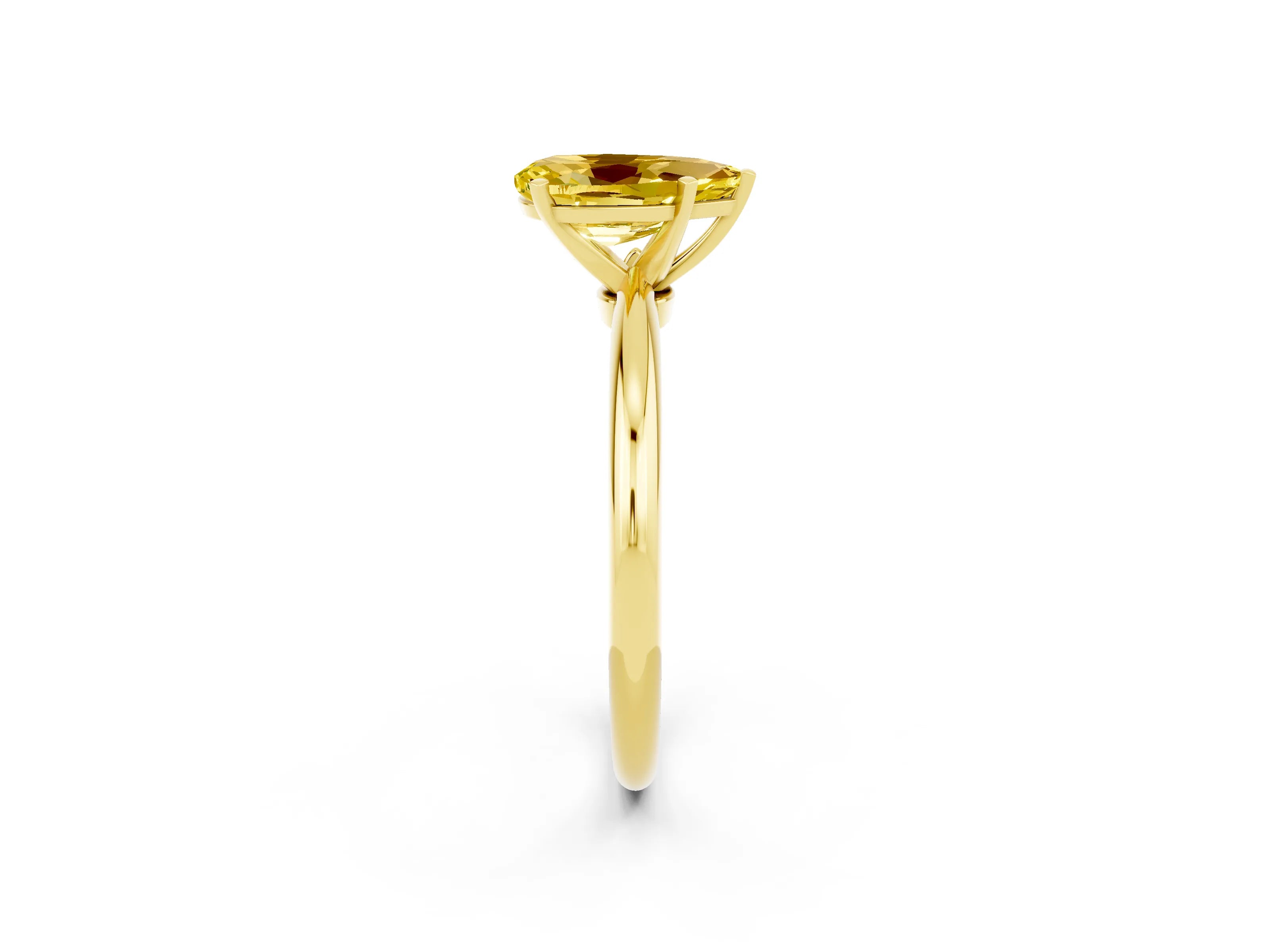 Yellow gold Pear Cut Yellow Sapphire Solitaire Ring with Six-Prong Setting and Classic Band_2