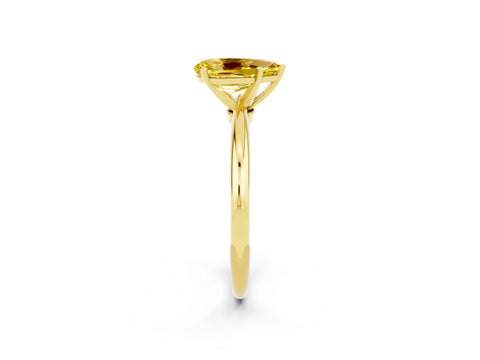 Yellow gold Pear Cut Yellow Sapphire Solitaire Ring with Six-Prong Setting and Classic Band_2
