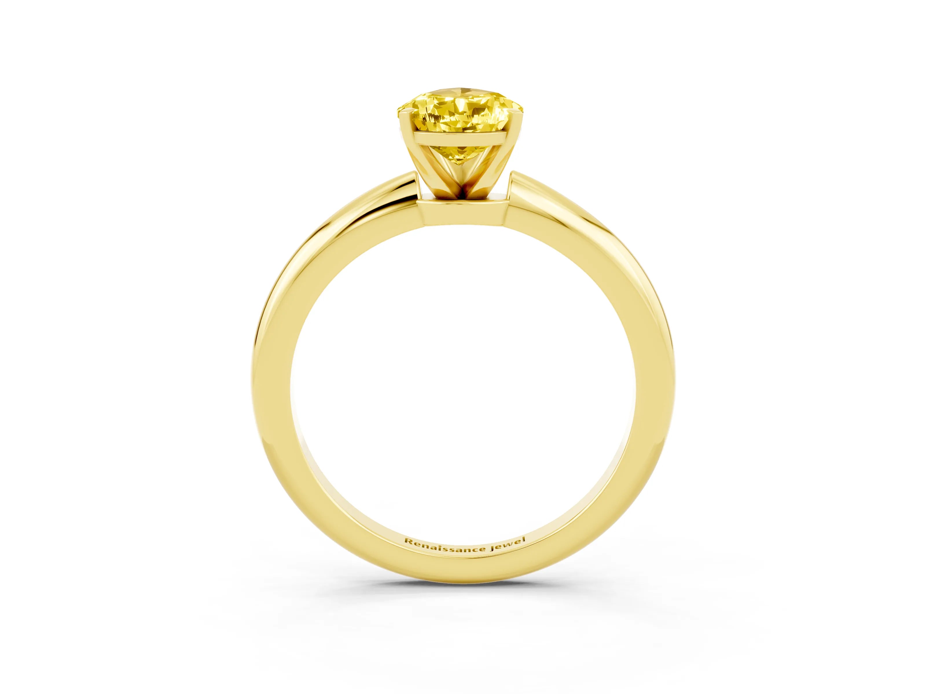 Yellow gold Pear Cut Yellow Sapphire Solitaire Ring with Six-Prong Setting and Classic Band_3
