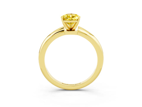 Yellow gold Pear Cut Yellow Sapphire Solitaire Ring with Six-Prong Setting and Classic Band_3