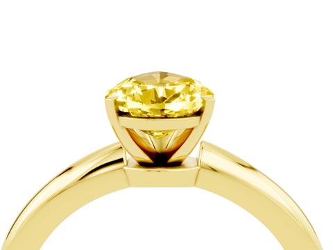 Yellow gold Pear Cut Yellow Sapphire Solitaire Ring with Six-Prong Setting and Classic Band_4