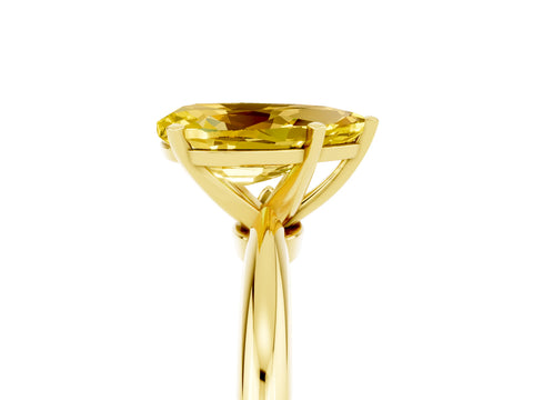 Yellow gold Pear Cut Yellow Sapphire Solitaire Ring with Six-Prong Setting and Classic Band_5