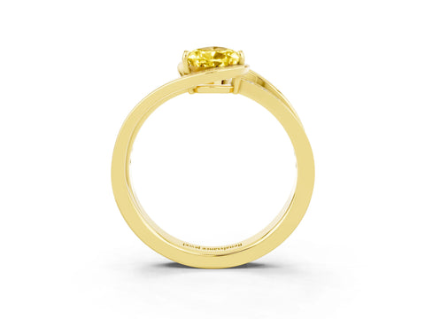 Yellow gold Pear Cut Yellow Sapphire Solitaire Ring with Split Shank and Prong Setting_3