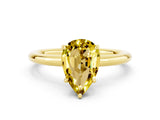 Yellow gold Pear Cut Yellow Sapphire Solitaire Ring with Thin Band and Four-Prong Setting_36