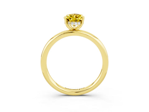 Yellow gold Pear Cut Yellow Sapphire Solitaire Ring with Thin Band and Four-Prong Setting_39