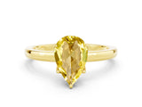 Yellow gold Pear Cut Yellow Sapphire Solitaire Ring with Thin Band and Prong Setting_12