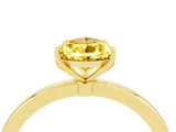 Yellow gold Pear Cut Yellow Sapphire Solitaire Ring with Thin Band and Prong Setting_16