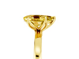 Yellow gold Pear Cut Yellow Sapphire Solitaire Ring with Thin Band and Prong Setting_17