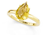 Yellow gold Pear Cut Yellow Sapphire Solitaire Ring with Thin Band and Prong Setting_25