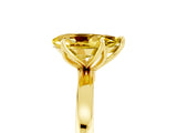 Yellow gold Pear Cut Yellow Sapphire Solitaire Ring with Thin Band and Prong Setting_29