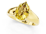 Yellow gold Pear Cut Yellow Sapphire Solitaire Ring with Wide Band and Prong Setting_25