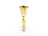 Yellow gold Pear Cut Yellow Sapphire Solitaire Ring with Wide Band and Prong Setting_26
