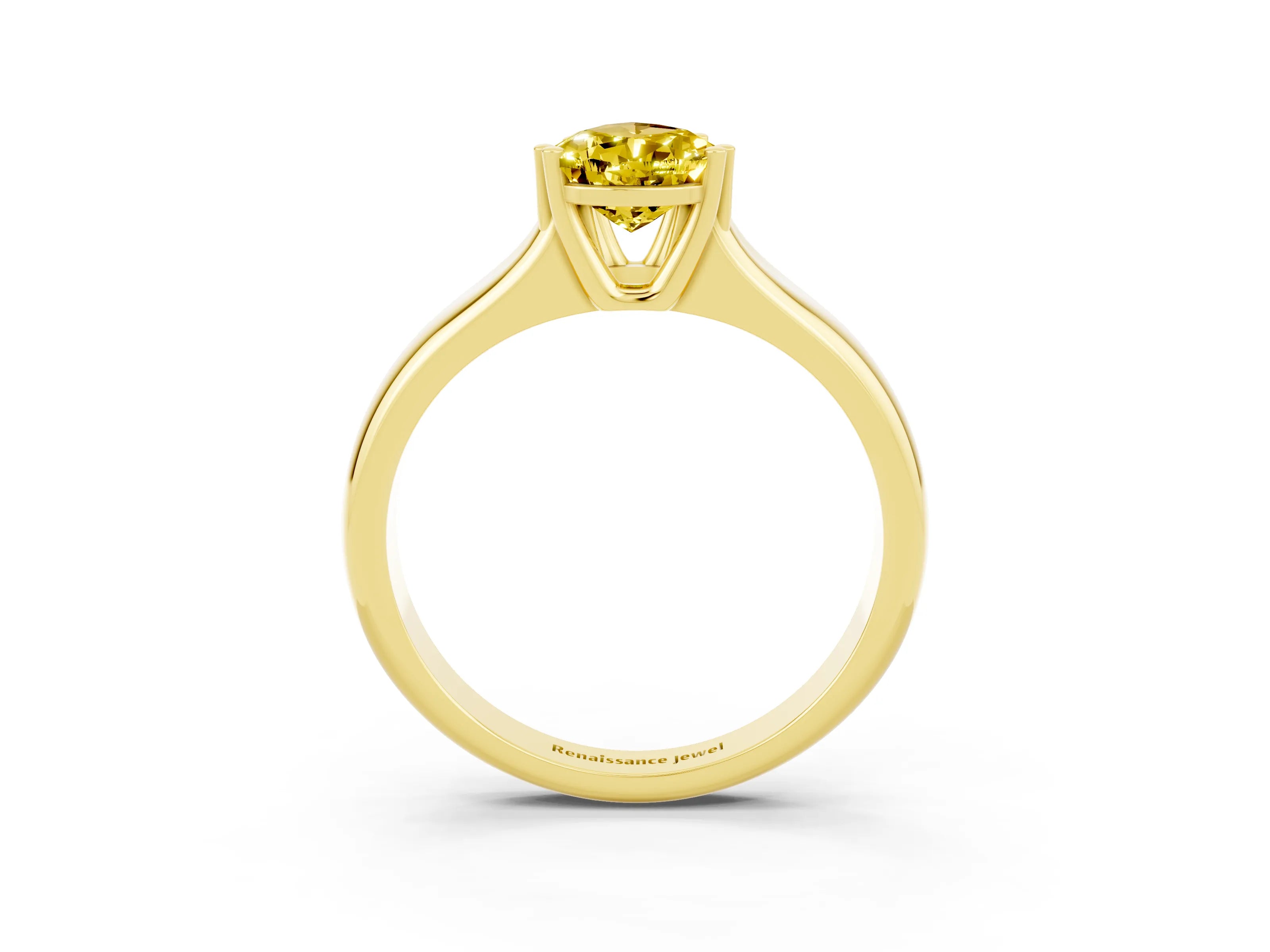 Yellow gold Pear Cut Yellow Sapphire Solitaire Ring with Wide Band and Prong Setting_27