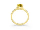 Yellow gold Pear Cut Yellow Sapphire Solitaire Ring with Wide Band and Prong Setting_27
