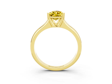 Yellow gold Pear Cut Yellow Sapphire Solitaire Ring with Wide Band and Prong Setting_27