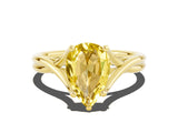 Yellow gold Pear Cut Yellow Sapphire Solitaire Twist Band Prong Setting Ring_84