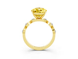 Yellow gold Pear Cut Yellow Sapphire Solitaire Twisted Band with Round  Accents and Prong Setting_15