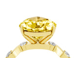 Yellow gold Pear Cut Yellow Sapphire Solitaire Twisted Band with Round  Accents and Prong Setting_16