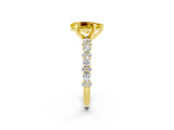 Yellow gold Pear Cut Yellow Sapphire Solitaire with Side Stones, Pave Band, Four-Prong Setting_74