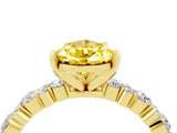 Yellow gold Pear Cut Yellow Sapphire Solitaire with Side Stones, Pave Band, Four-Prong Setting_76
