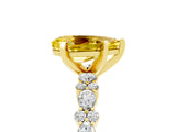 Yellow gold Pear Cut Yellow Sapphire Solitaire with Side Stones, Pave Band, Four-Prong Setting_77