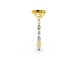 Yellow gold Pear Cut Yellow Sapphire Solitaire with Side Stones on a Pavé Band and Four-Prong Setting_26