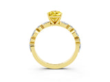 Yellow gold Pear Cut Yellow Sapphire Solitaire with Side Stones on a Pavé Band and Four-Prong Setting_27