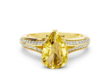 Yellow gold Pear Cut Yellow Sapphire Split Shank Engagement Ring with Pavé Band_24