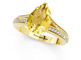 Yellow gold Pear Cut Yellow Sapphire Split Shank Engagement Ring with Pavé Band_25