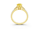 Yellow gold Pear Cut Yellow Sapphire Split Shank Engagement Ring with Pavé Band_27